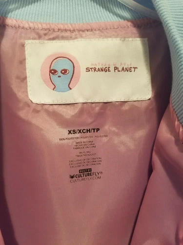 Strange Planet Nathan Pyle Alien Bubbles Blue Windbreaker Bomber Jacket XS image 6