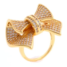 Gold Tone Fashion Bow Style Ring Size 9 KMR362-G9
