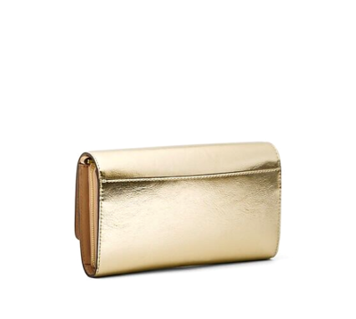 New Michael Kors Jet Set Item Large Wallet Crossbody Metallic Pale