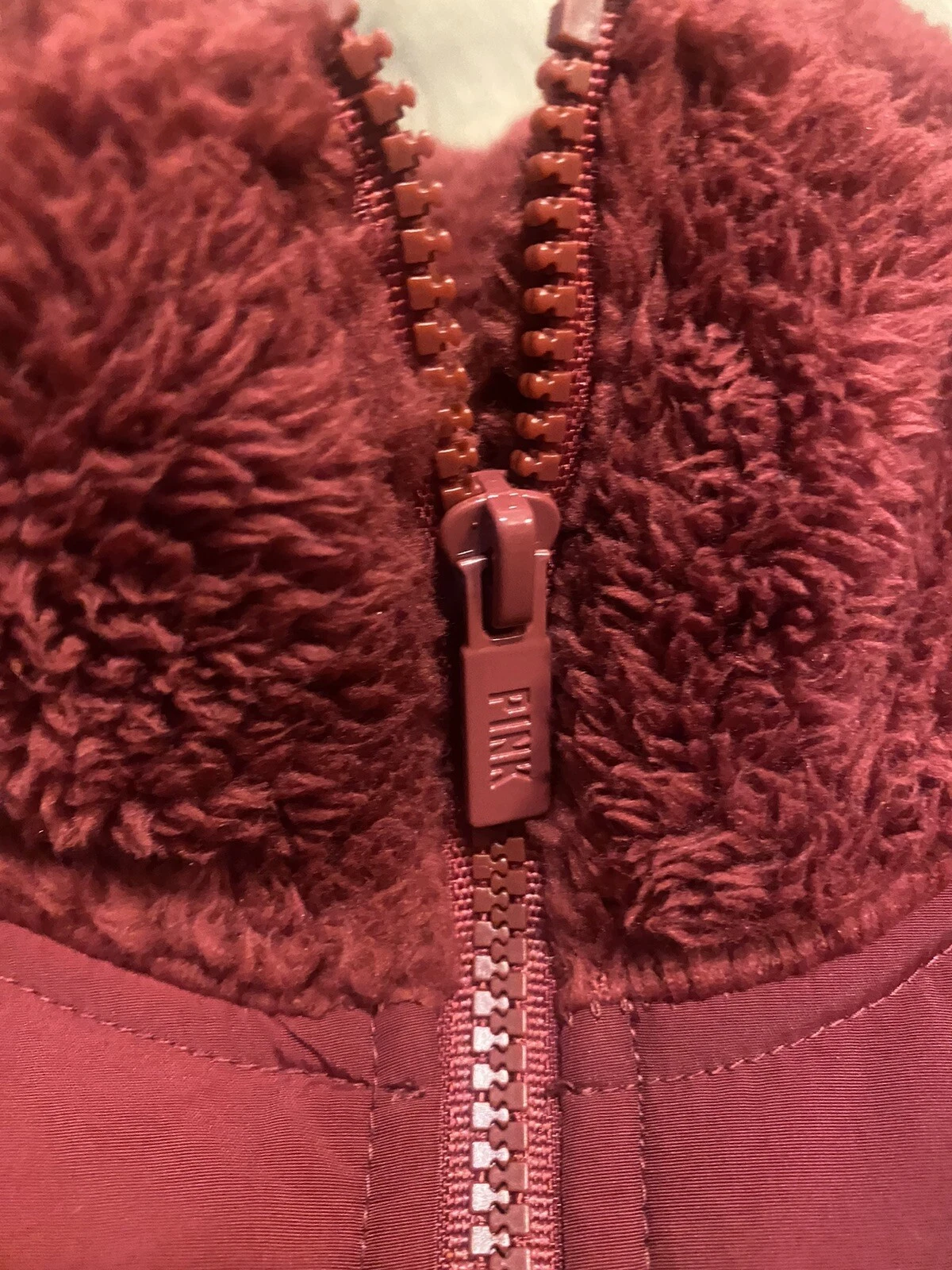 UNDERCOVER Felpa marrone piccola rosa Victoria's Secret oversize Sherpa orsacchiotto mezza cerniera