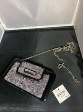 Nine West Faux Patent Leather/Sequined Mini Crossbody  hand bag, Broken Handle.