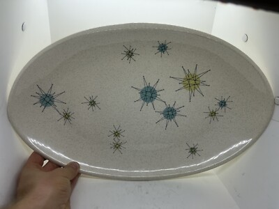 Vintage Midcentury Franciscan USA Atomic Starburst Large Oval Platter  EUC