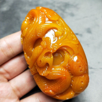 Shoushan Stone Dragon Handle for Safe Flying Dragon Jade Pendant