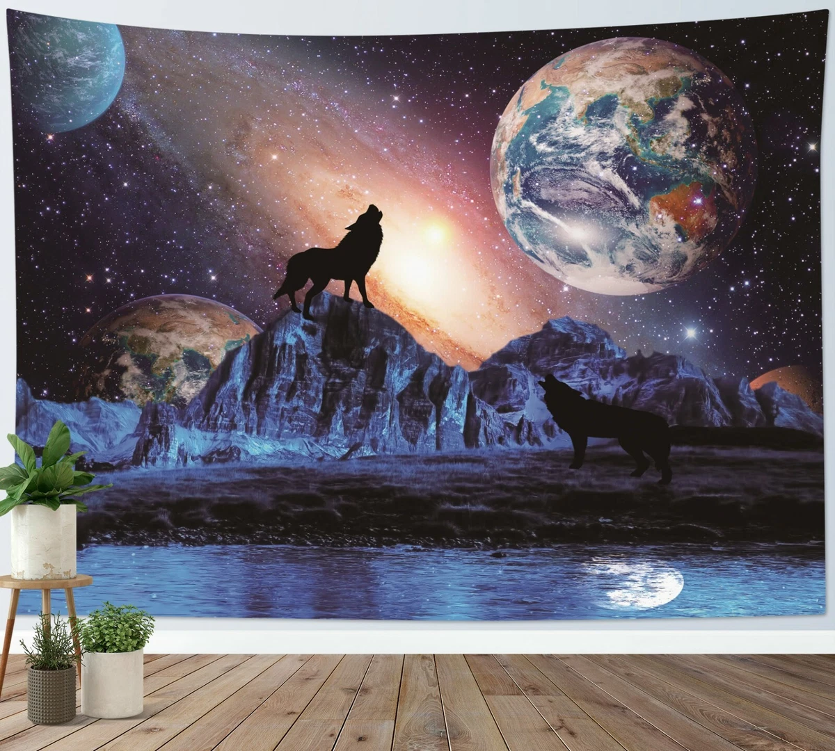 Galaxy wolf tapestry hot sale
