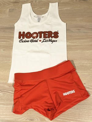 Hooters Uniform Halloween Costume Set Tank Top Shorts Name Tag Size Xs Ebay