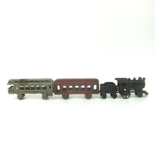 Antique Hubley Cast Iron Toy Floor Train 3pc Locomotive Tender  Coach RARE