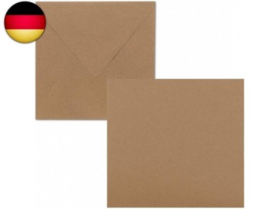 Quadratisches Einzelkarten-Set - 15 x 15 cm - mit Brief-Umschlägen - Sandbraun