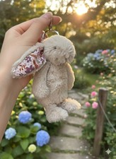 Jellycat Blossom Beige Bunny Bag Charm Plush Keychain NWT