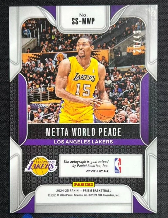 Metta World Peace 2024-25 Panini Prizm Sensational Signatures Auto Blue 20/49 - Image 2 of 2