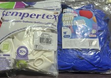 Lot of 85 18-inch emerald green, white, and blue latex balloons