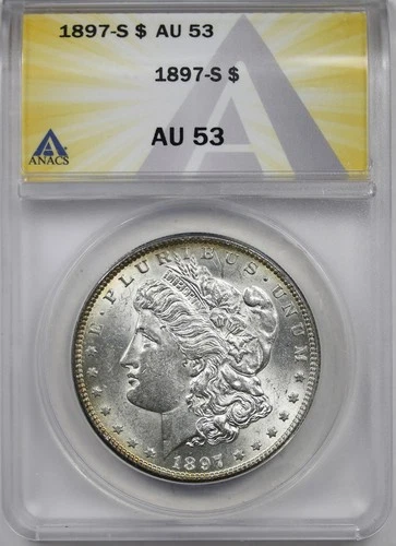 1897-S $1 ANACS AU 53 Morgan Silver Dollar