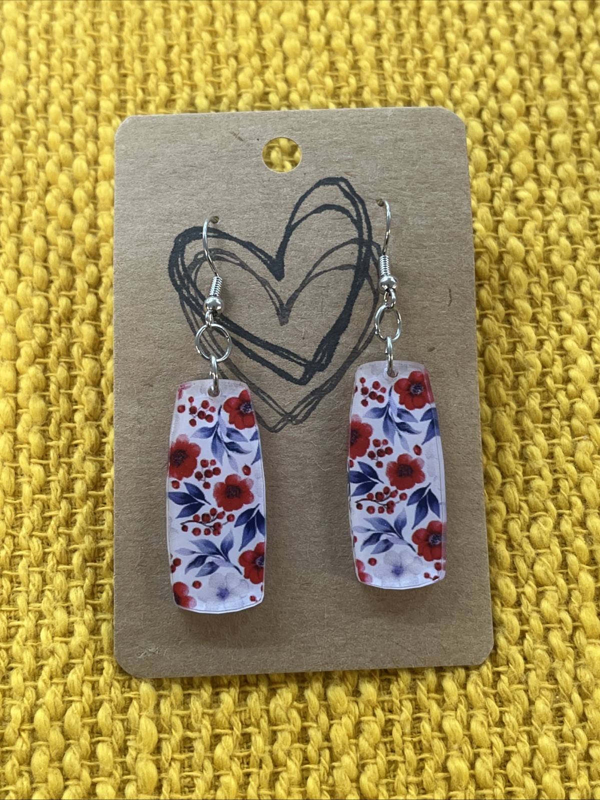 Red, White, & Blue Floral Drop Earrings NEW July 4th