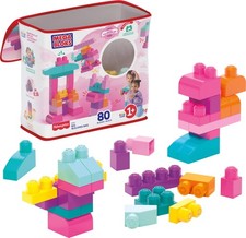 MEGA BLOKS First Builders Toddler Blocks Toys Set, Big 3-5 years, Pink Bag