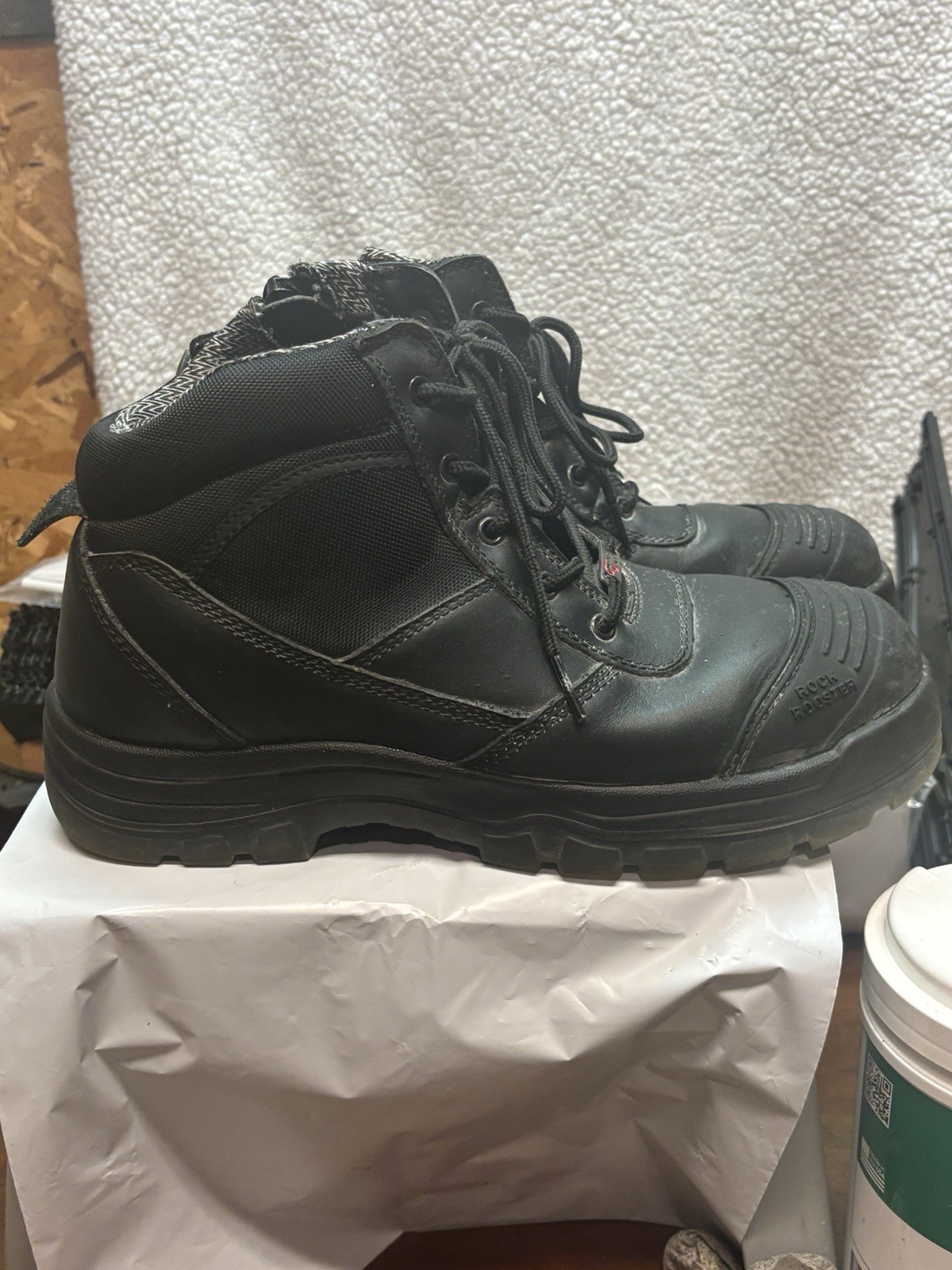 ROCKROOSTER Mens Zipper Work Boots, 6” Steel Toe Side - Zip Work Boots, Black