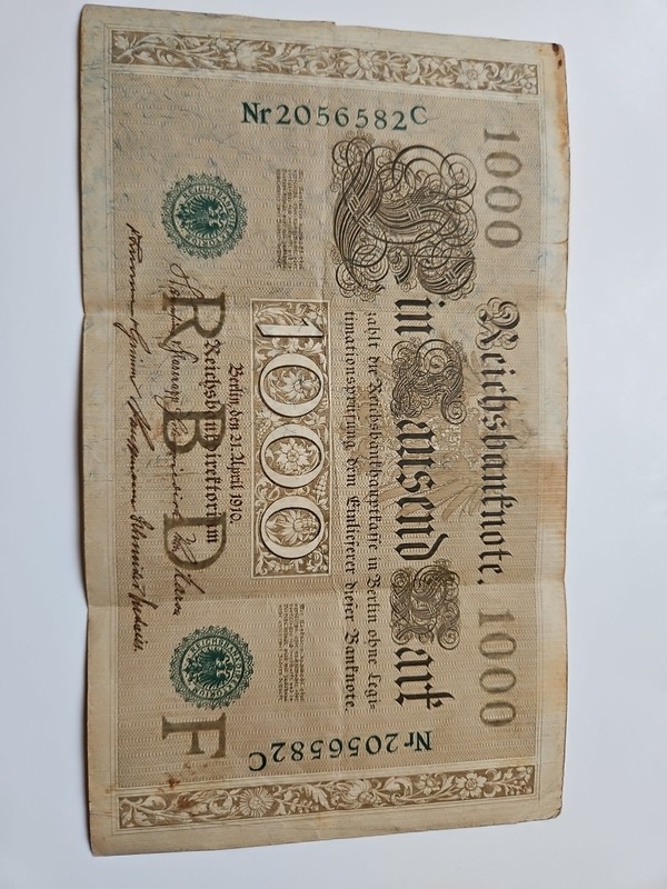Imperial German 🇩🇪 1000 Mark Apr 21, 1910 Reichsbanknote