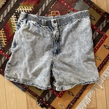 Vintage 80s Gitano Acid Wash Denim Mom Shorts M High Waist Retro Festival Boho