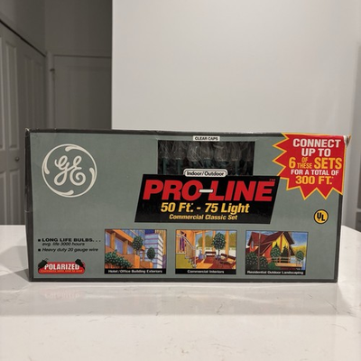 #ad GE Pro Line Commercial Classic Style Indoor Outdoor 75 Light 50ft String CLEAR $29.95