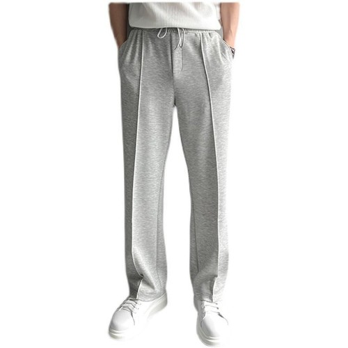 Korean Simple Casual Pants Summer Men's Loose Lace-up Wide Leg Straight Trousers - Picture 5 of 11