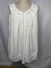 Vintage Eileen West Nightgown L Long Blue Embroidered Lace Cottagecore Hong Kong
