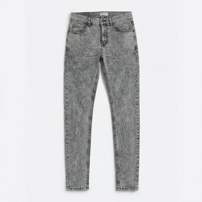 Pull Bear Skinny Jeans Damen 38 Grau Schwarz Acid Wash Denim Hose Röhrenjeans