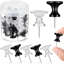 Outus 60 Pcs Giant Push Pins Jumbo Tacks 1 Inch Plastic Head for Clear, Black