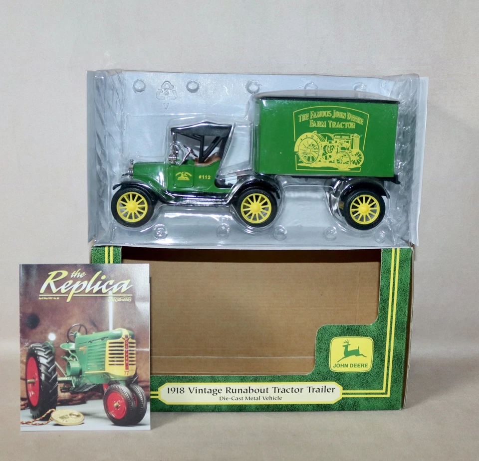 Ertl 1998 ~ John Deere 1918 Vintage Runabout Tractor Trailer ~ 1:25  Bank - Image 3 of 4