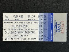 DEEP PURPLE/BAD COMPANY CONCERT TICKET STUB MAY 27, 1987 SACRAMENTO CALIFORNIA