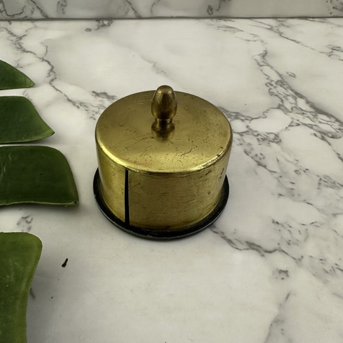 Vintage Mid Century Brass Stamp Roll Dispenser Holder Small Desk Office Decor