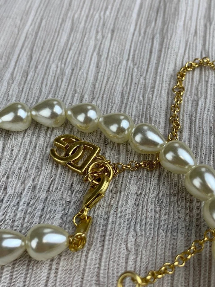 Dolce Gabbana золотой жемчуг бисером DG подвеска ожерелье - Изображение 3 из 4