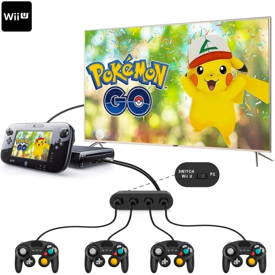 ADATTATORE PER CONTROLLER GAMECUBE PER WII U PC USB SWITCH 4 PORTE - Immagine 4 di 4