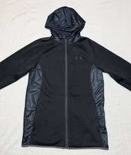 Under Armour Storm Boys Cold gear Black Loose Full Zip Hooded Jacket, SM/P/CH