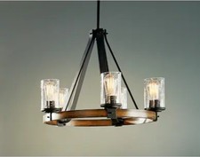 Kichler Barrington 5 -Light Black Glass  Metal Chandelier MISSING 1 GLASS
