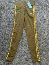 NWT Adidas Originals Women s Leggings Size S Black Leopard Side Stripe Trefoil