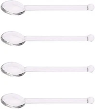 4 Pcs Borosilicate Color Transparent Glass Spoons,Cute Flower Long Handle Spoons