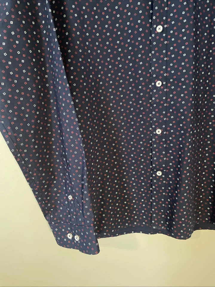 Express Geo Abstract Fitted Shirt W Button Cuffs Round Hem Cotton Size XL - Image 4 of 4