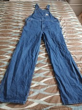 Carhartt Denim Bib Overalls 38x32 Mens 38 x 32 R08 DNM Carpenter Triple Stitch