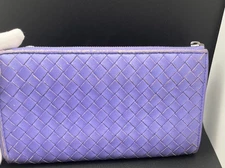 Authentic Bottega Veneta Intrecciato Leather Zip-Around Wallet – Purple