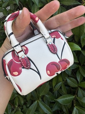 ❤️Coach Mini Rowan Bag Charm - CZ082 Chalk w/Red Cherry Print