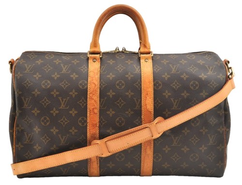 Authentic Louis Vuitton Monogram Keepall Bandouliere 45 M41418 Boston Bag AC005