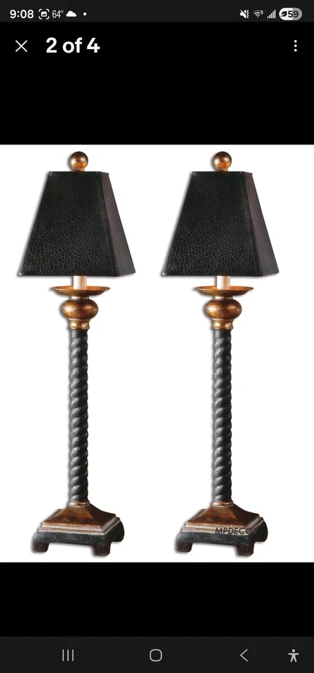 Lámpara de mesa buffet estilo retorcido de cebada inglesa Bellcord ~ Máxima 29007 Foto 2 de 3