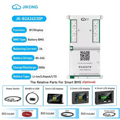 JK BMS 8S-24S 300A Li-ion LiFePo4 Smart BMS with 2A Active Balance in BT lot