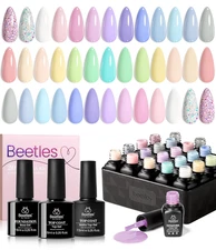 Set - 23Pcs Macaroon Color Gel Nail Kit with Glossy Matte Top Coat Base Coat Yel