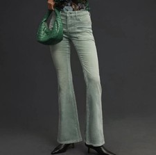 Anthropologie Pilcro The Icon Corduroy Flare Pants Mint Green 29 Mid Rise EUC