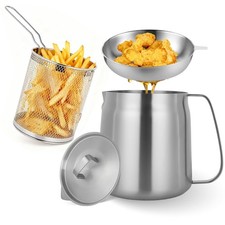 119oz 304 Stainless Steel Deep Fryer with Basket and Oil Strainer Pot, 3.5L |...