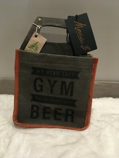 New Reusable Cotton & Vinyl Lined 6 Pack Carrier bag "Dads Bucket List Beer Ice"