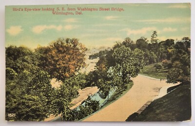 Wilmington DE Delaware Birds Eye Looking S.E. from Washington Bridge Postcard A4