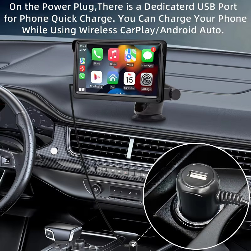 Lettore Video Autoradio 7" Android Auto CarPlay Touchscreen Bluetooth 5.0 USB - Miniatura 5