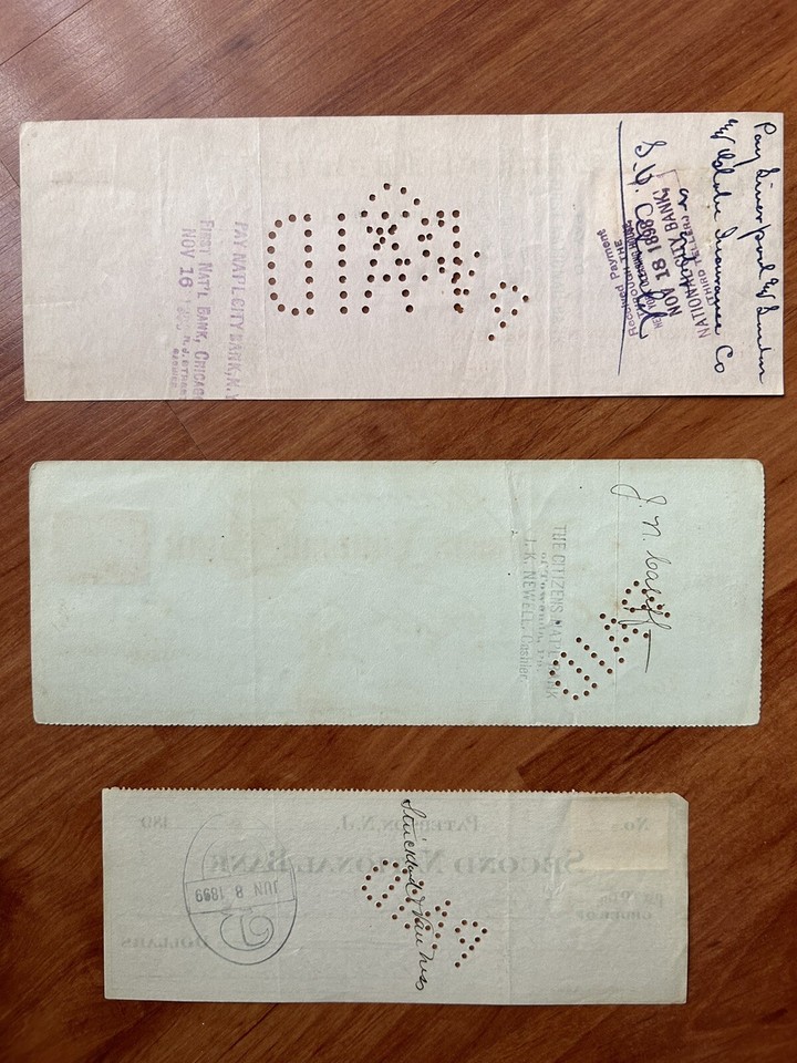United States 1800's - 1900's: Three Different Old Bank Checks In Lot ...