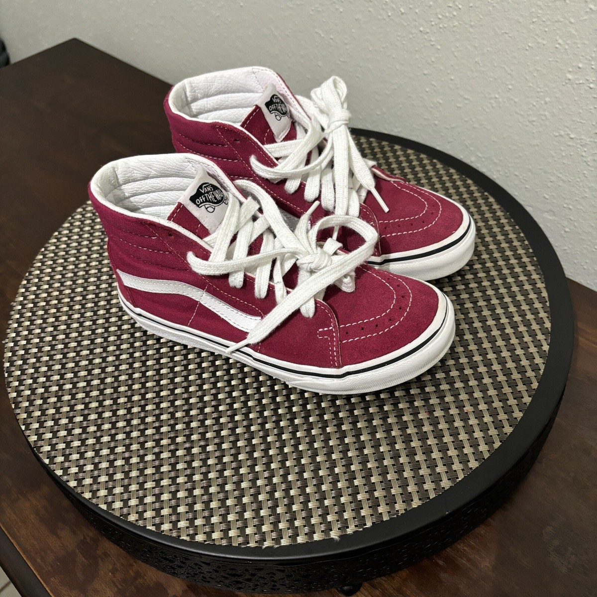 VANS SK8 HI Burgundy Suede Hi Top Kids Shoes SZ