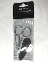 Gingher Chrome 4" Large Handles Embroidery Sharp Scissors Leather Sheath G-4014